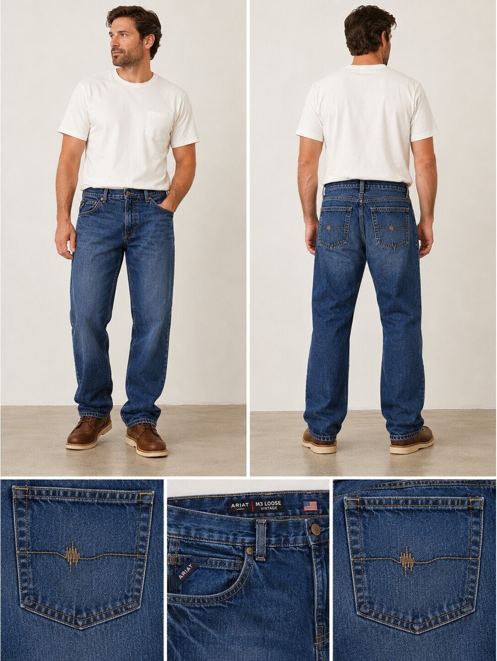 Ariat FR Jeans Men's 40x32(31) Blue M3 Loose Fit Work Denim  Workwear